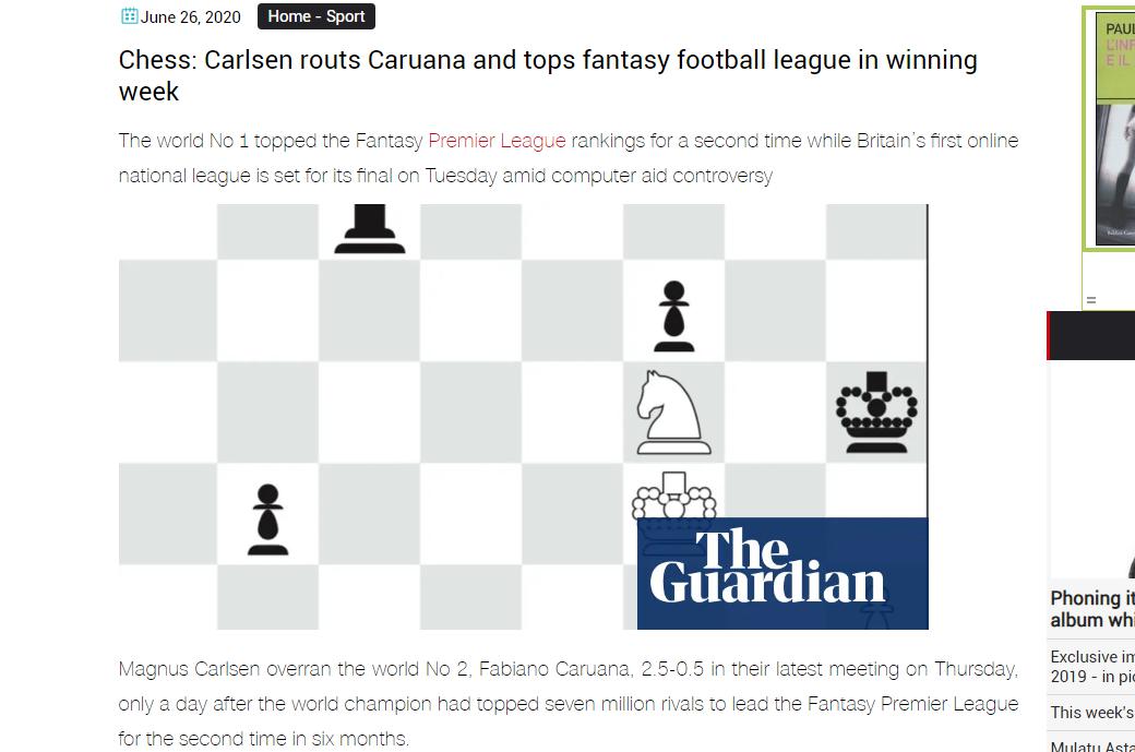 Photo of Chess: Carlsen routs <b>Caruana</b> and tops fantasy football league in winning week