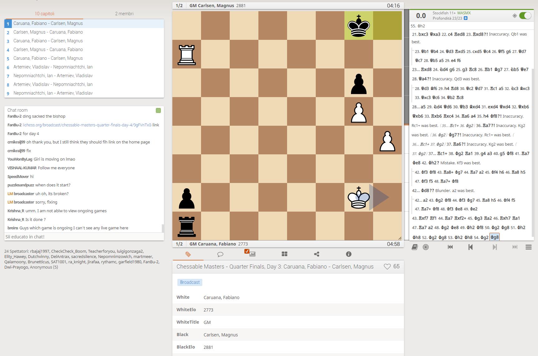 Photo of Chessable Masters - Quarter Finals, Day 3: <b>Caruana</b>, Fabiano