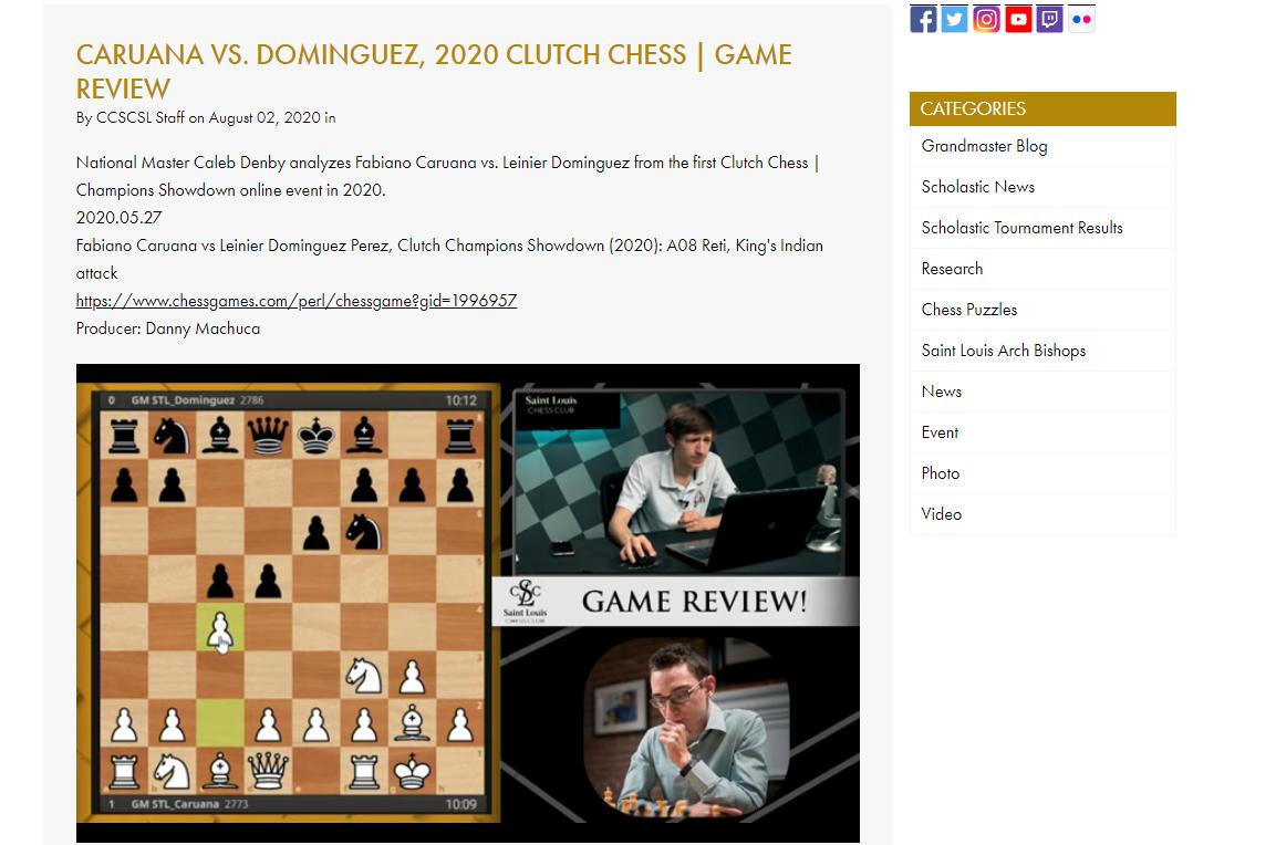 Photo of <b>Caruana</b> vs. Dominguez, 2020 Clutch Chess | Game Review