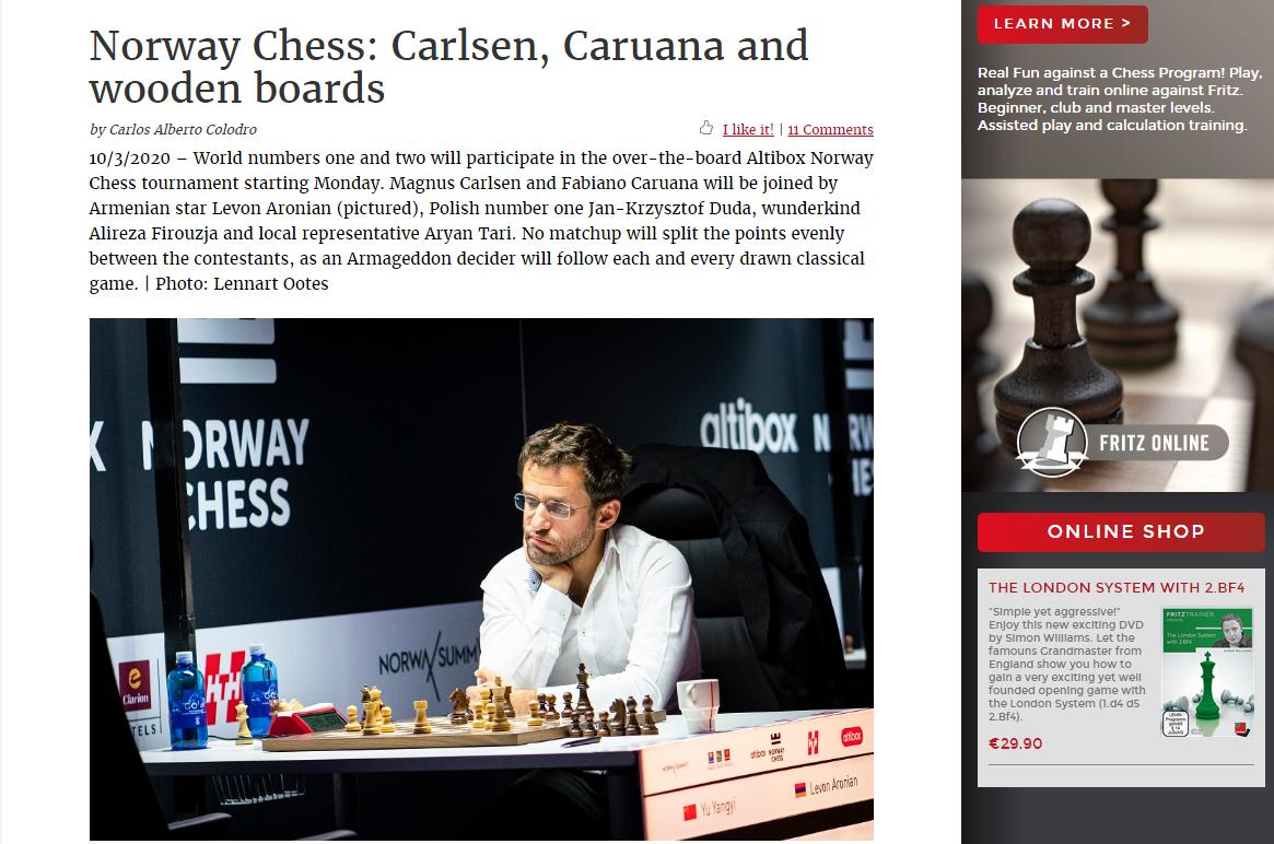 Photo of Norway Chess: Carlsen, Caruana and wooden boards
