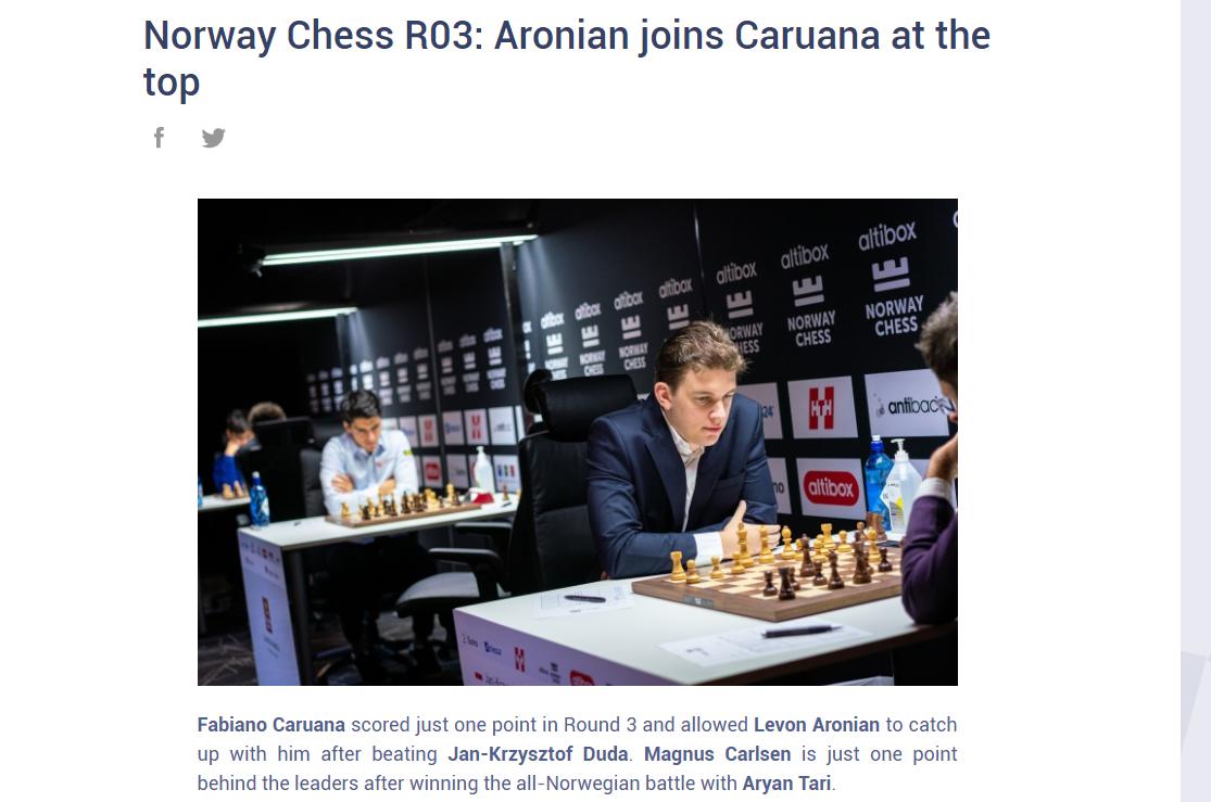 Photo of Norway Chess R03: Aronian joins <b>Caruana</b> at the top