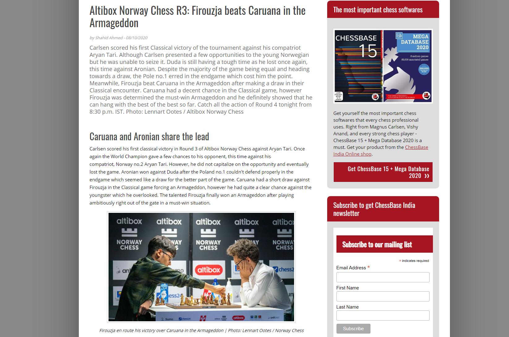 Photo of Altibox Norway Chess R3: Firouzja beats <b>Caruana</b> in the Armageddon