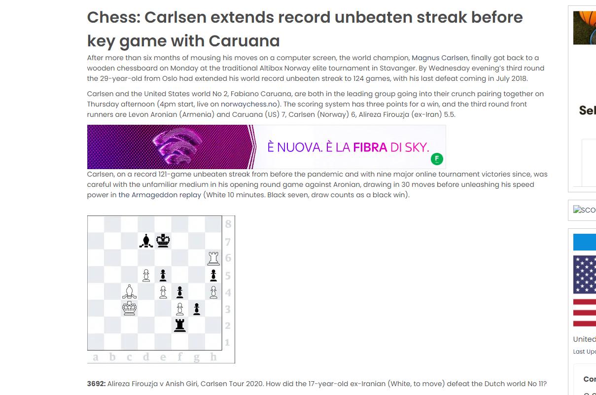 Photo of Chess: Carlsen extends record unbeaten streak before key game with <b>Caruana</b>