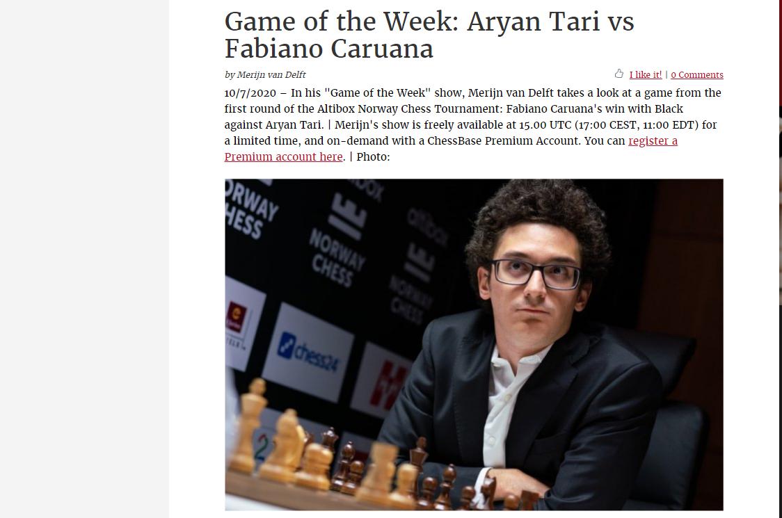 Photo of Game of the Week: Aryan Tari vs <b>Fabiano Caruana</b>