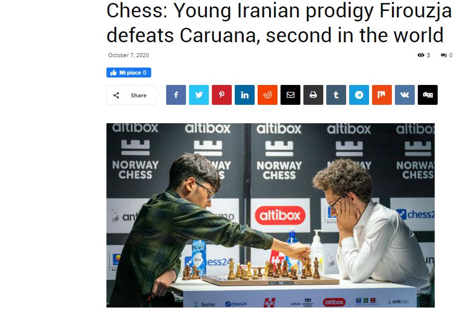 Photo of Chess: Young Iranian prodigy Firouzja defeats <b>Caruana</b>, second in the world