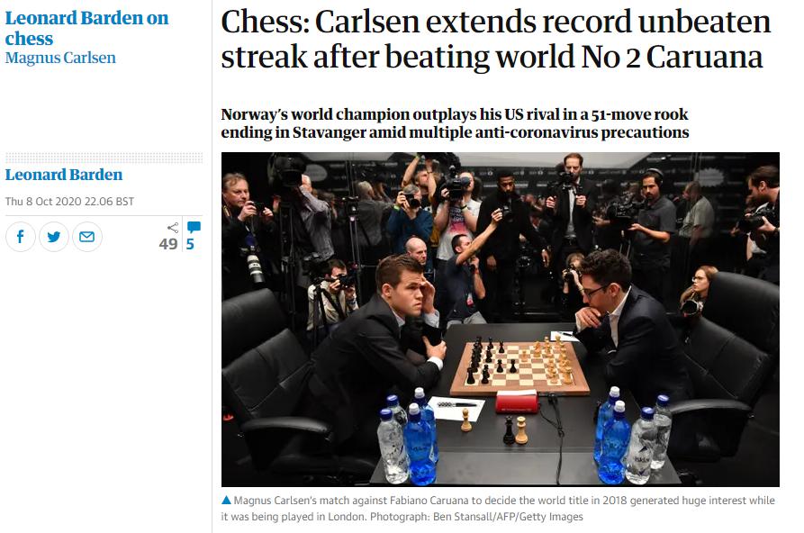 Photo of Chess: Carlsen extends record unbeaten streak after beating world No 2 Caruana
