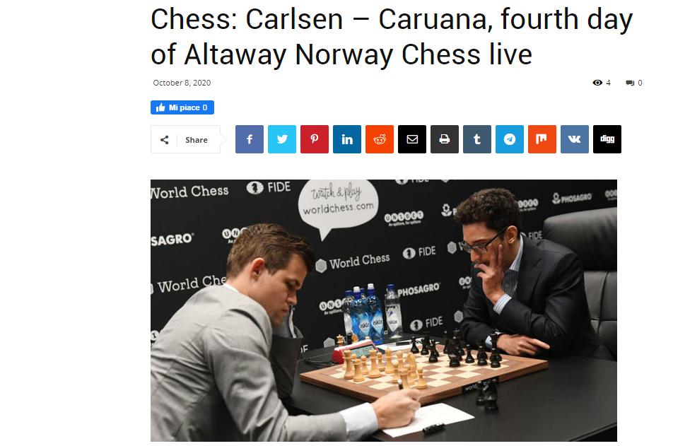 Photo of Chess: Carlsen =E2=80=93 <b>Caruana</b>, fourth day of Altaway Norway Chess live