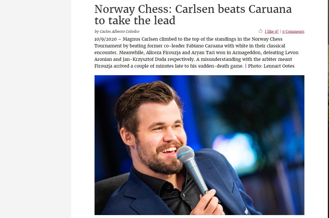 Photo of Norway Chess: Carlsen beats Caruana to take the lead