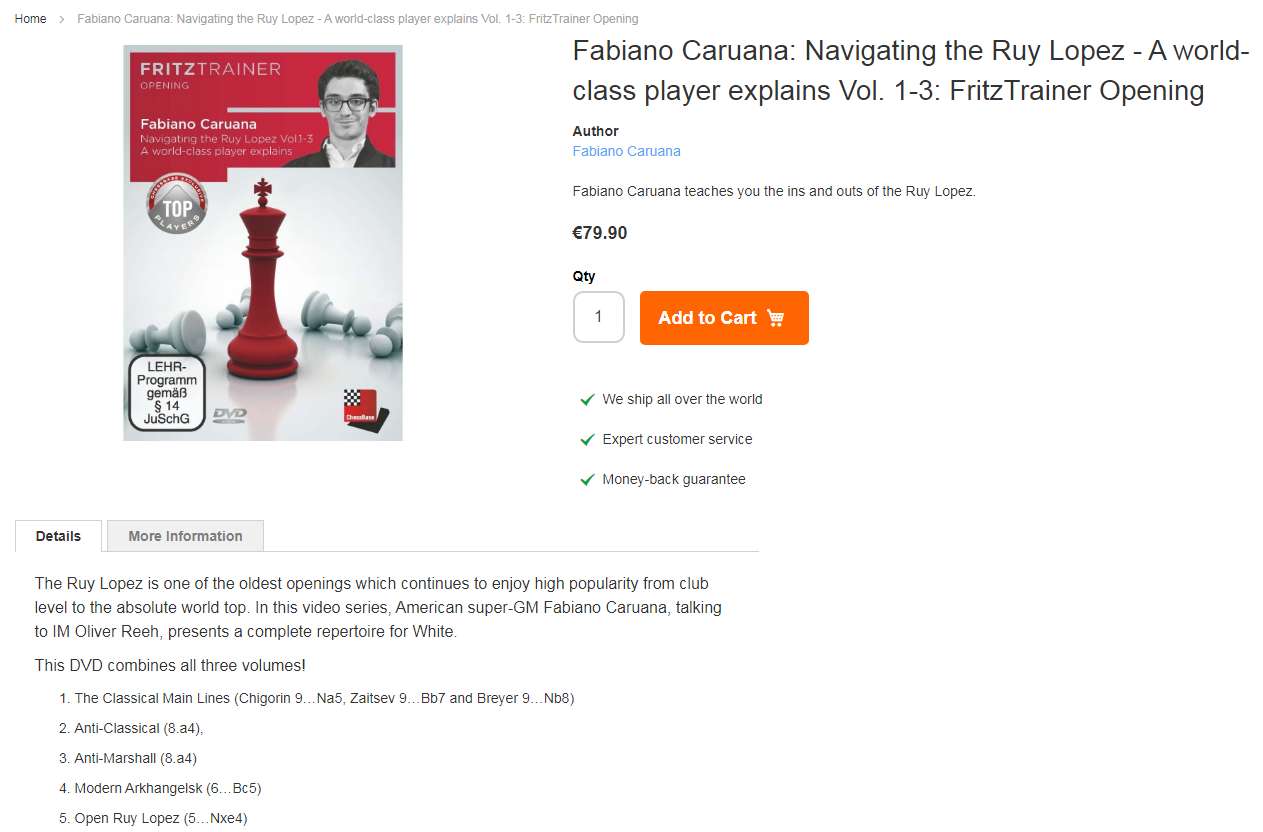 Photo of Fabiano Caruana: Navigating the Ruy Lopez - A world-class player explains Vol. 1-3: FritzTrainer Opening