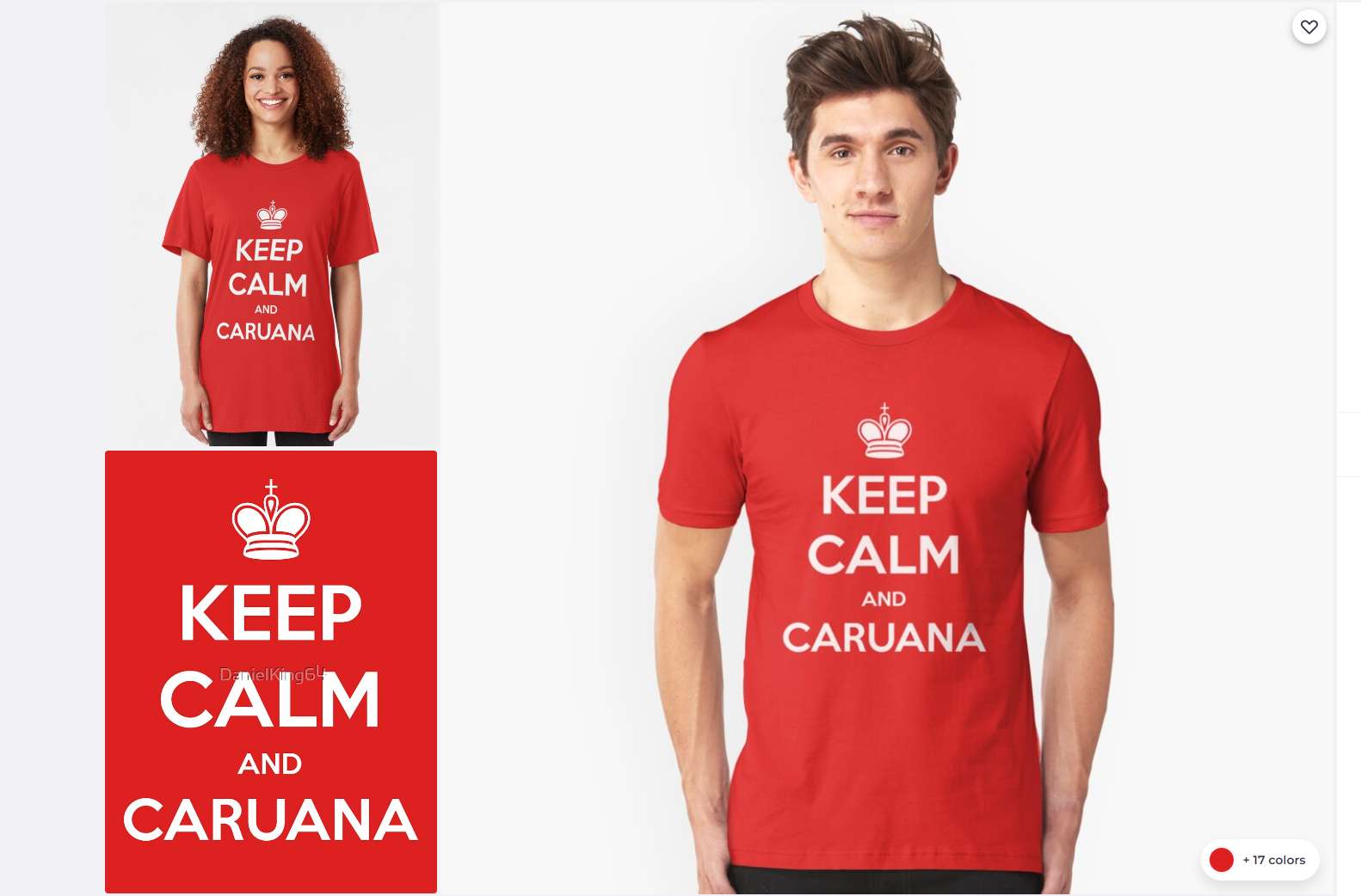 Photo of Keep Calm and Caruana Chess Logo Slim Fit T-Shirt