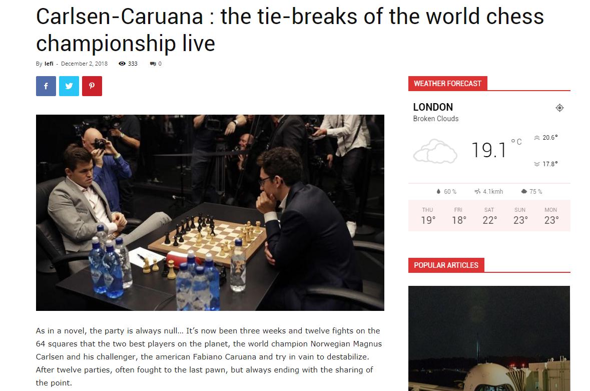 Photo of Carlsen-Caruana : the tie-breaks of the world chess championship live