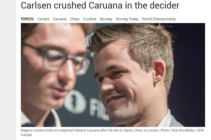 Photo of Carlsen crushed Caruana in the decider