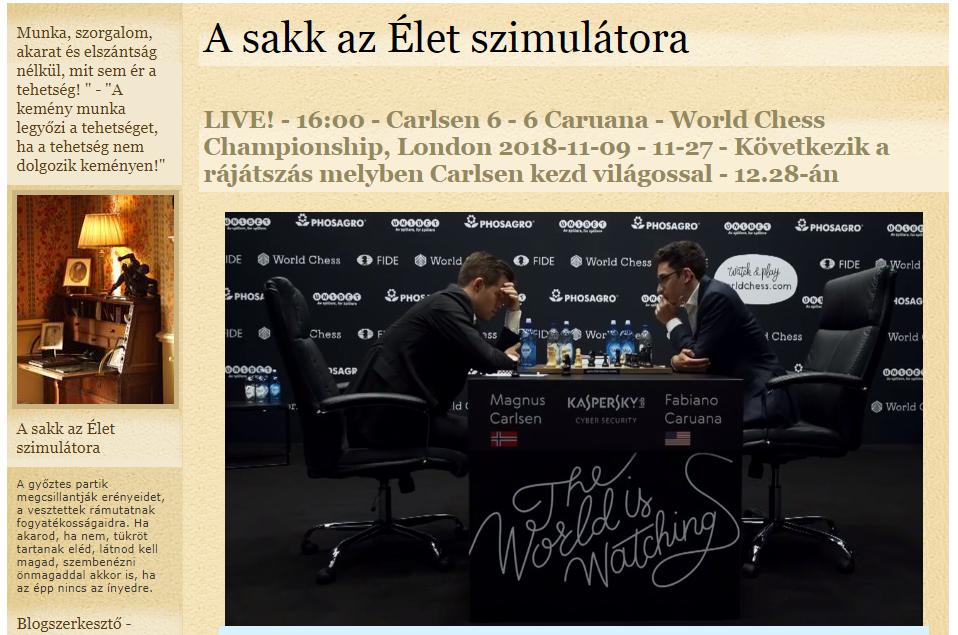 Photo of 16:00 - Carlsen 5.5 - 5.5 Caruana World Chess Championship, London 2018-11-09