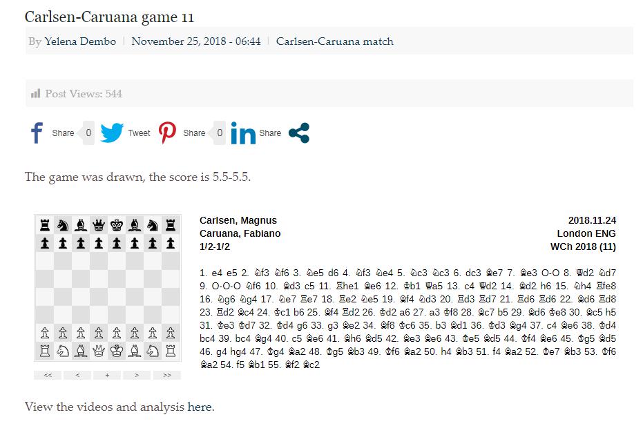 Photo of Carlsen-Caruana game 11