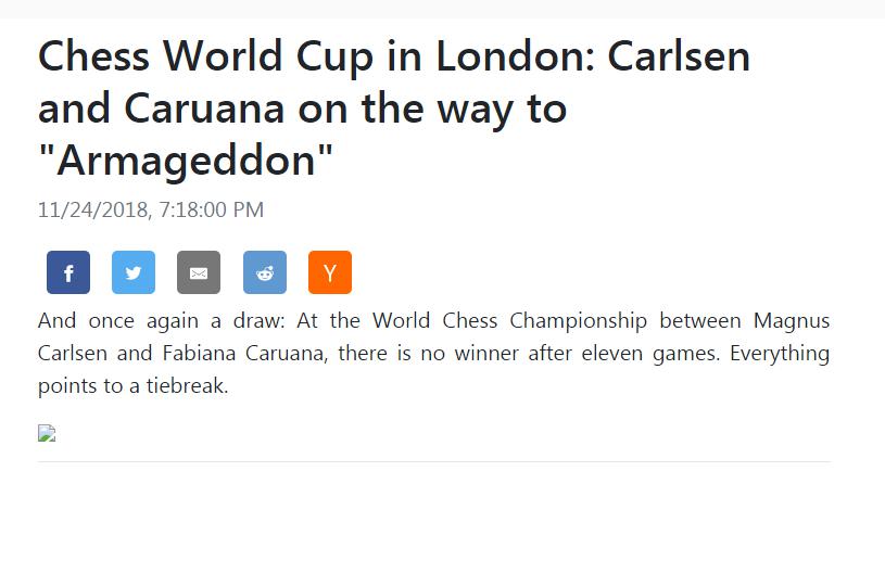 Photo of Chess World Cup in London: Carlsen and Caruana on the way to