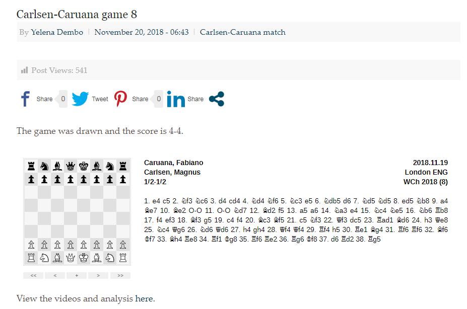 Photo of Carlsen-Caruana game 8