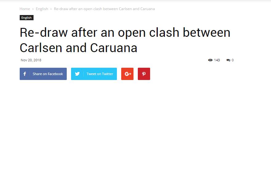 Photo of Re-draw after an open clash between Carlsen and Caruana