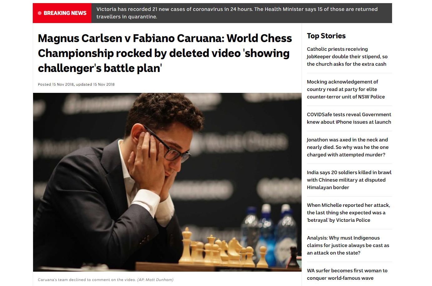 Photo of Magnus Carlsen v Fabiano Caruana: World Chess Championship rocked by deleted video ...