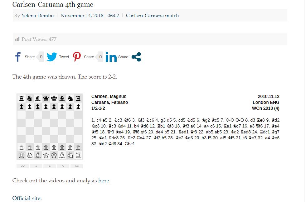 Photo of Carlsen-Caruana 4th game