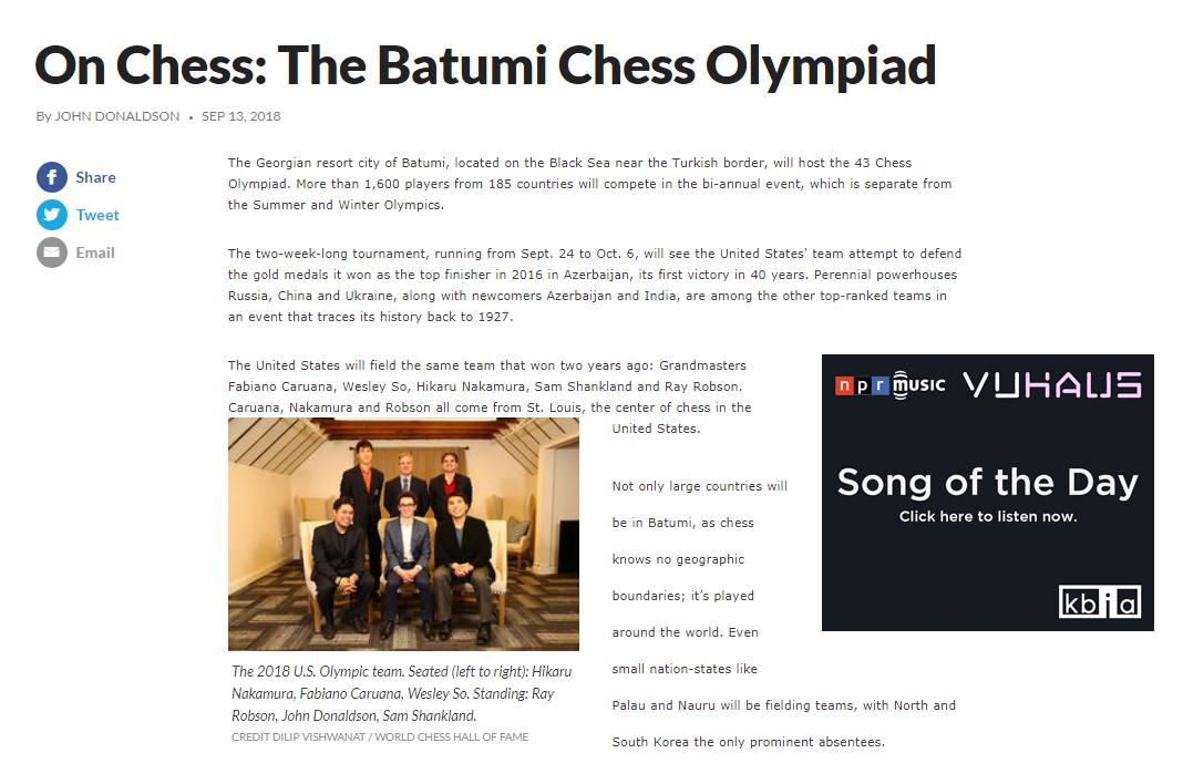 Photo of On Chess: The Batumi Chess Olympiad