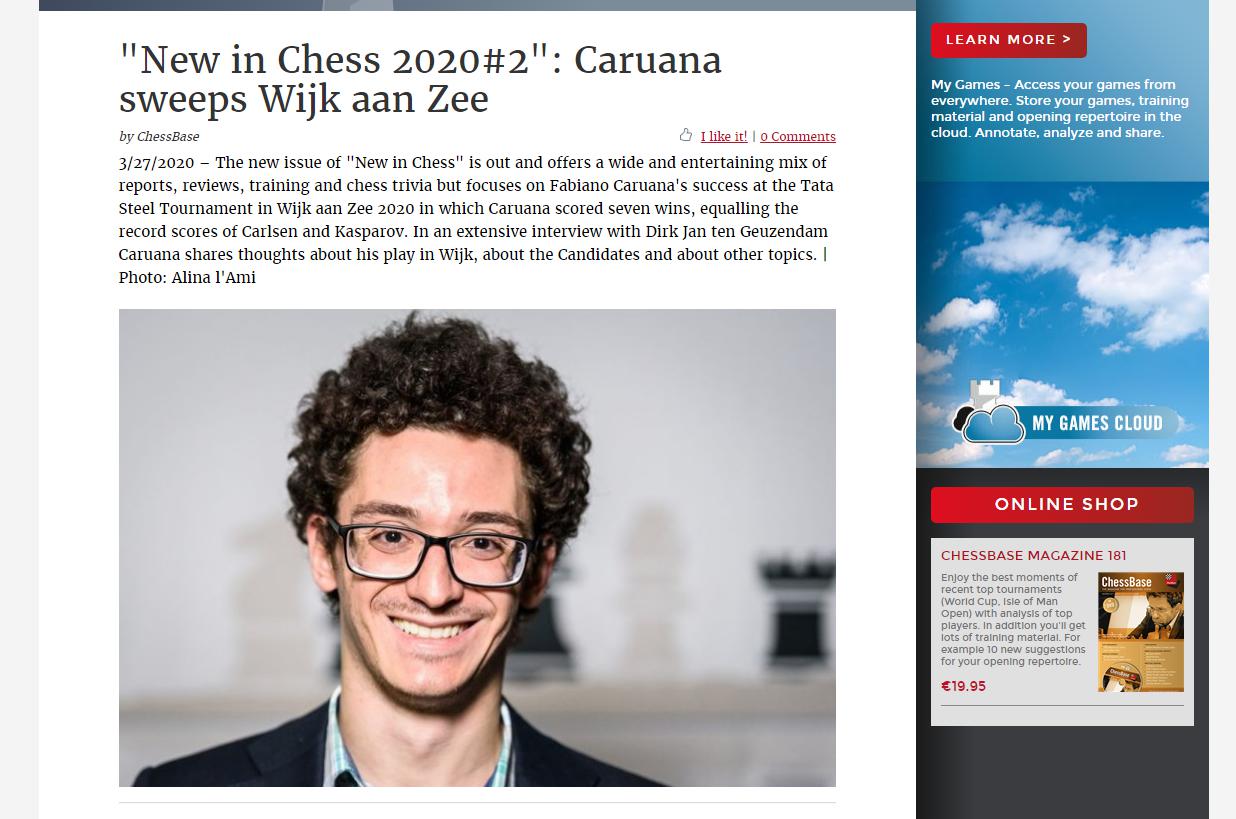 Photo of "New in Chess 2020#2": Caruana sweeps Wijk aan Zee