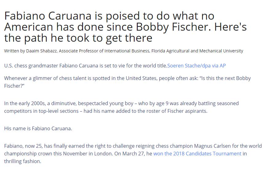 Photo of Fabiano Caruana is poised to do what no American has done since Bobby Fischer. Here