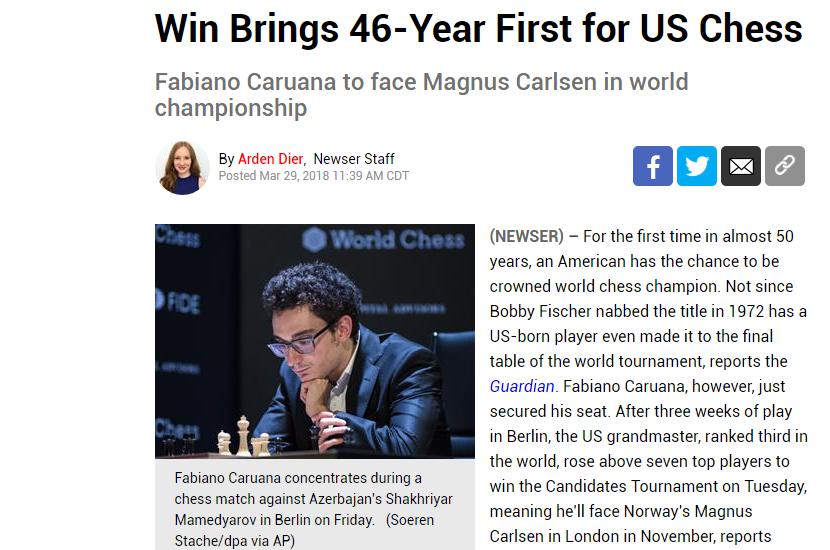 Photo of Win Brings 46-Year First for US Chess