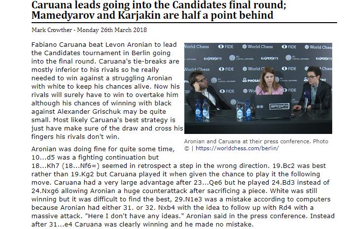 Photo of Caruana leads going into the Candidates final round; Mamedyarov and Karjakin are half a point ...