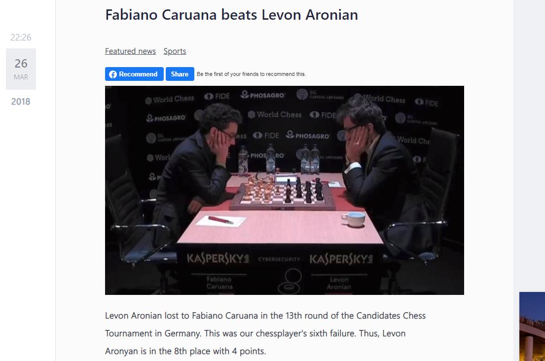 Photo of Fabiano Caruana beats Levon Aronian