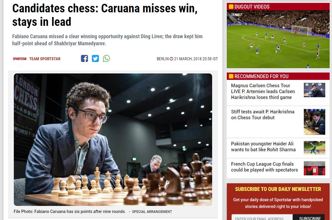 Photo of Candidates chess: Caruana misses win, stays in lead