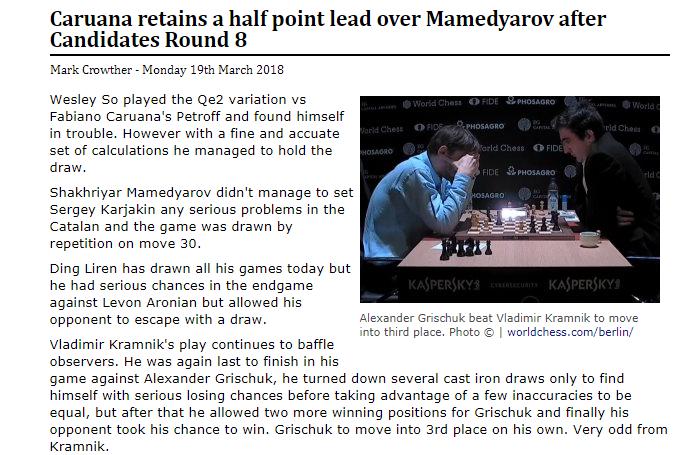 Photo of Caruana retains a half point lead over Mamedyarov after Candidates Round 8