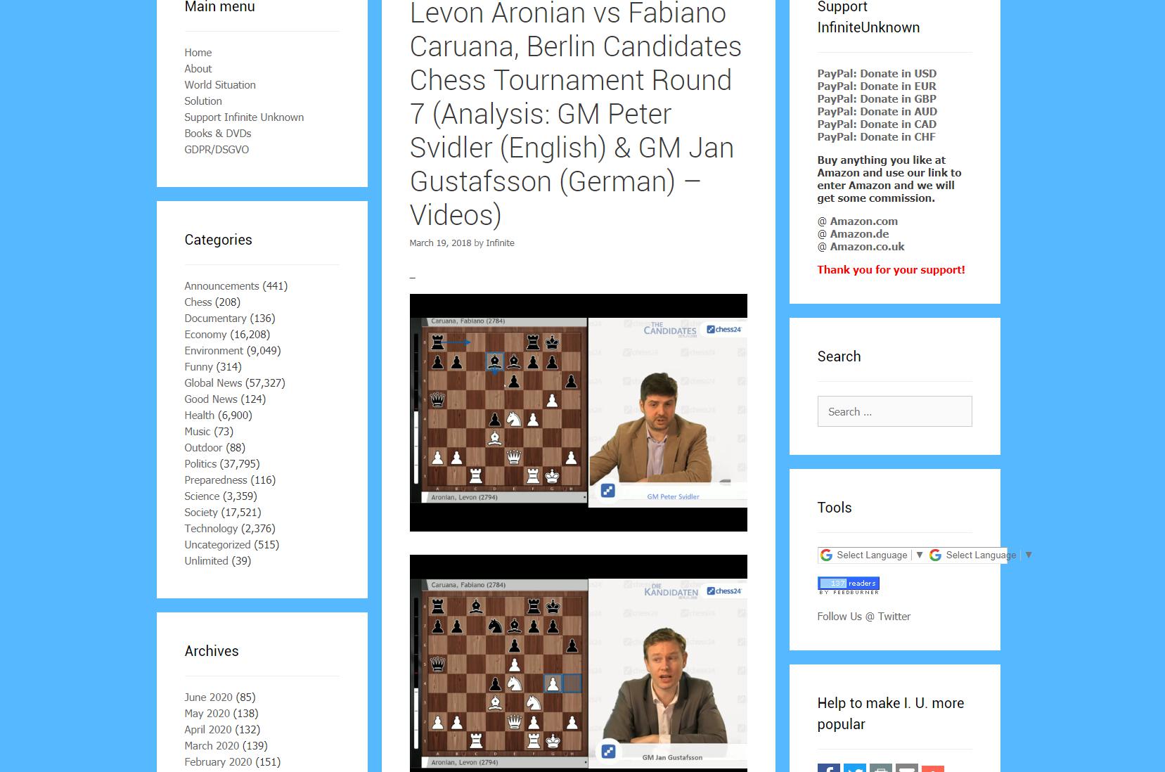 Photo of Levon Aronian vs Fabiano Caruana, Berlin Candidates Chess Tournament Round 7