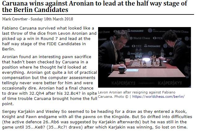 Photo of Caruana wins against Aronian to lead at the half way stage of the Berlin Candidates