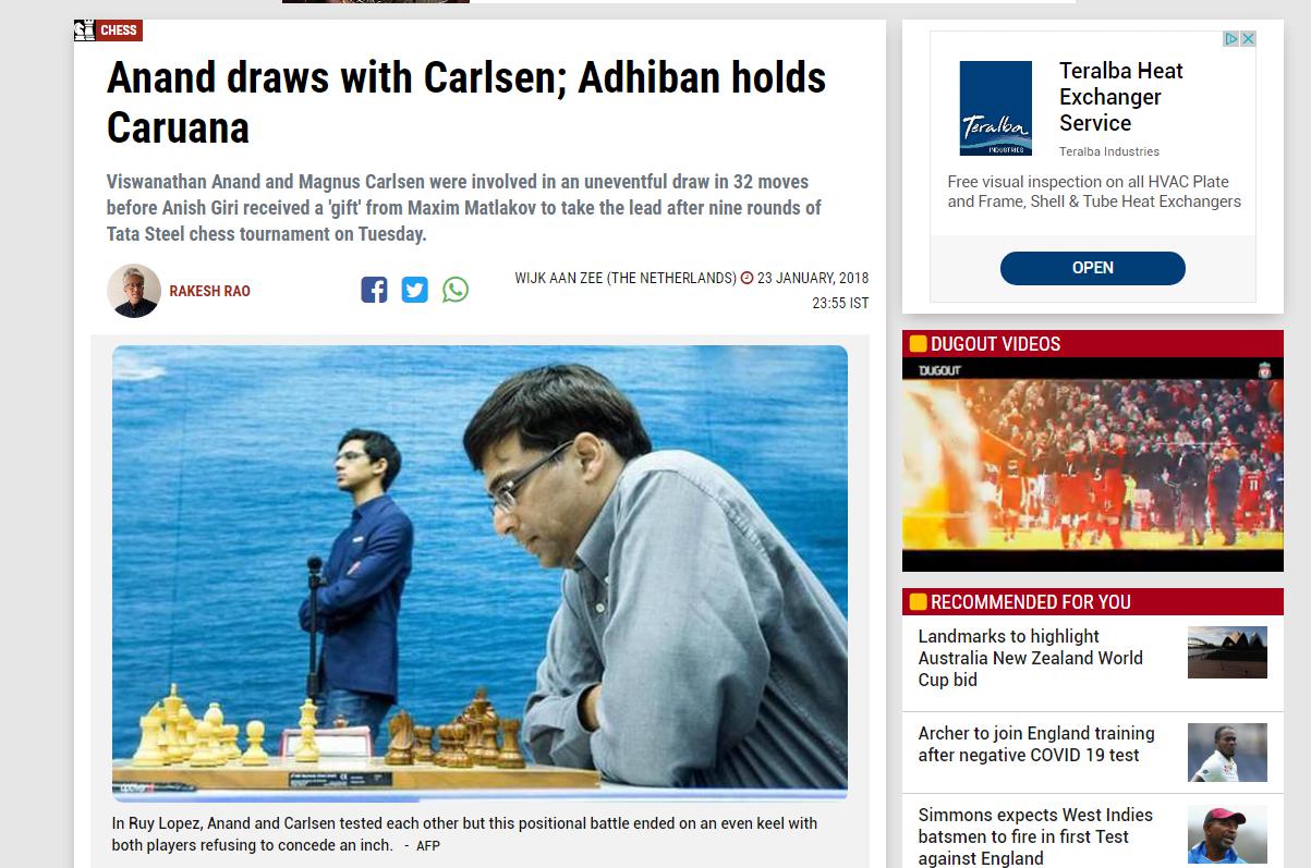 Photo of Anand draws with Carlsen; Giri takes lead