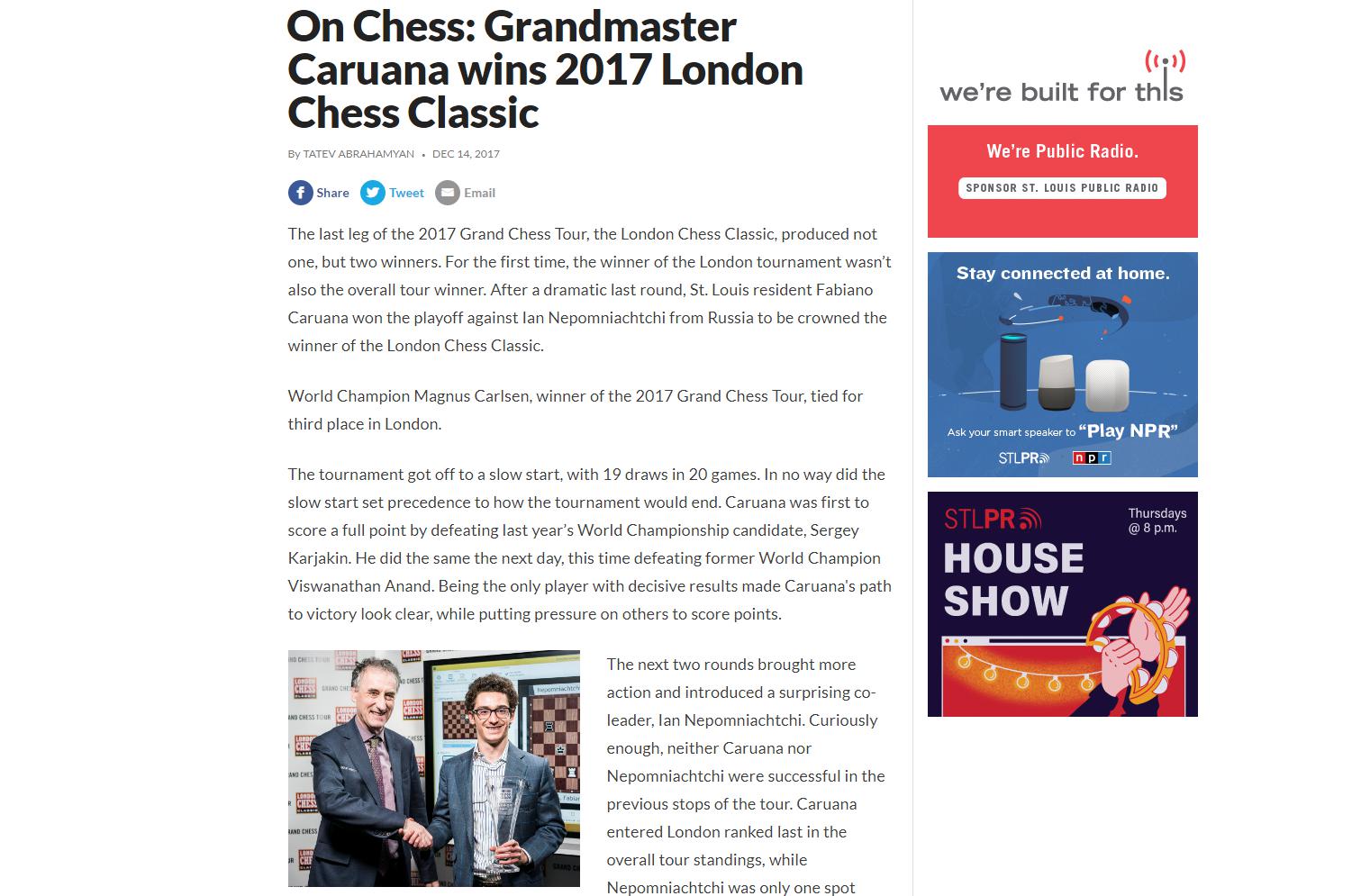 Photo of On Chess: Grandmaster Caruana wins 2017 London Chess Classic