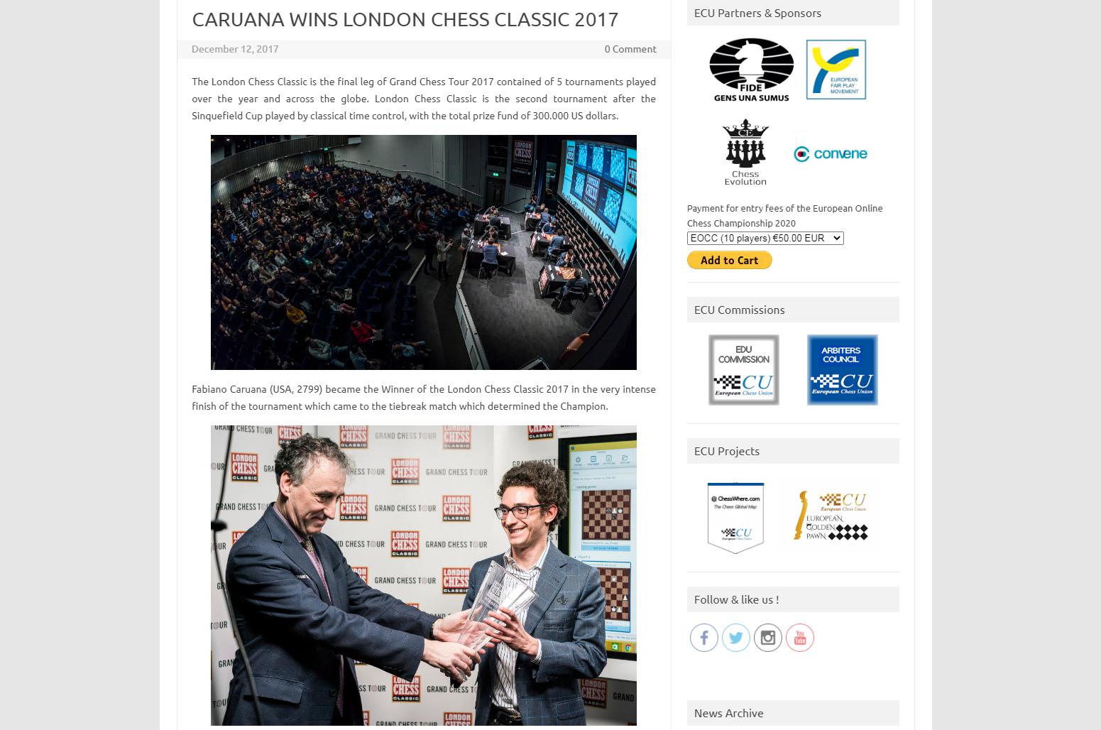 Photo of caruana wins london chess classic 2017