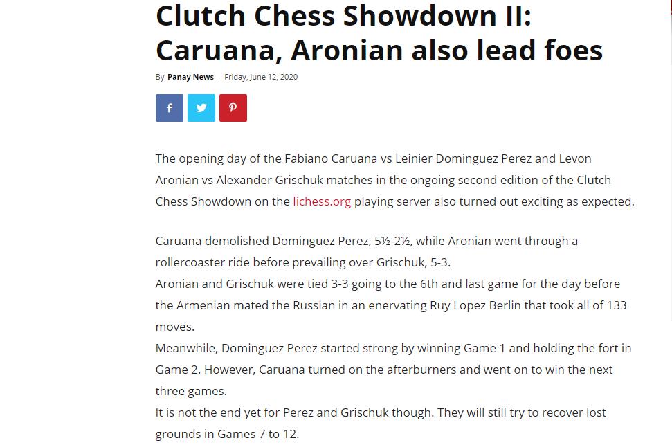 Photo of Clutch Chess Showdown II: Caruana, Aronian also lead foes