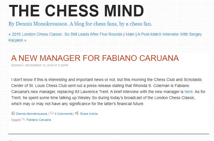 Photo of A New Manager for Fabiano Caruana