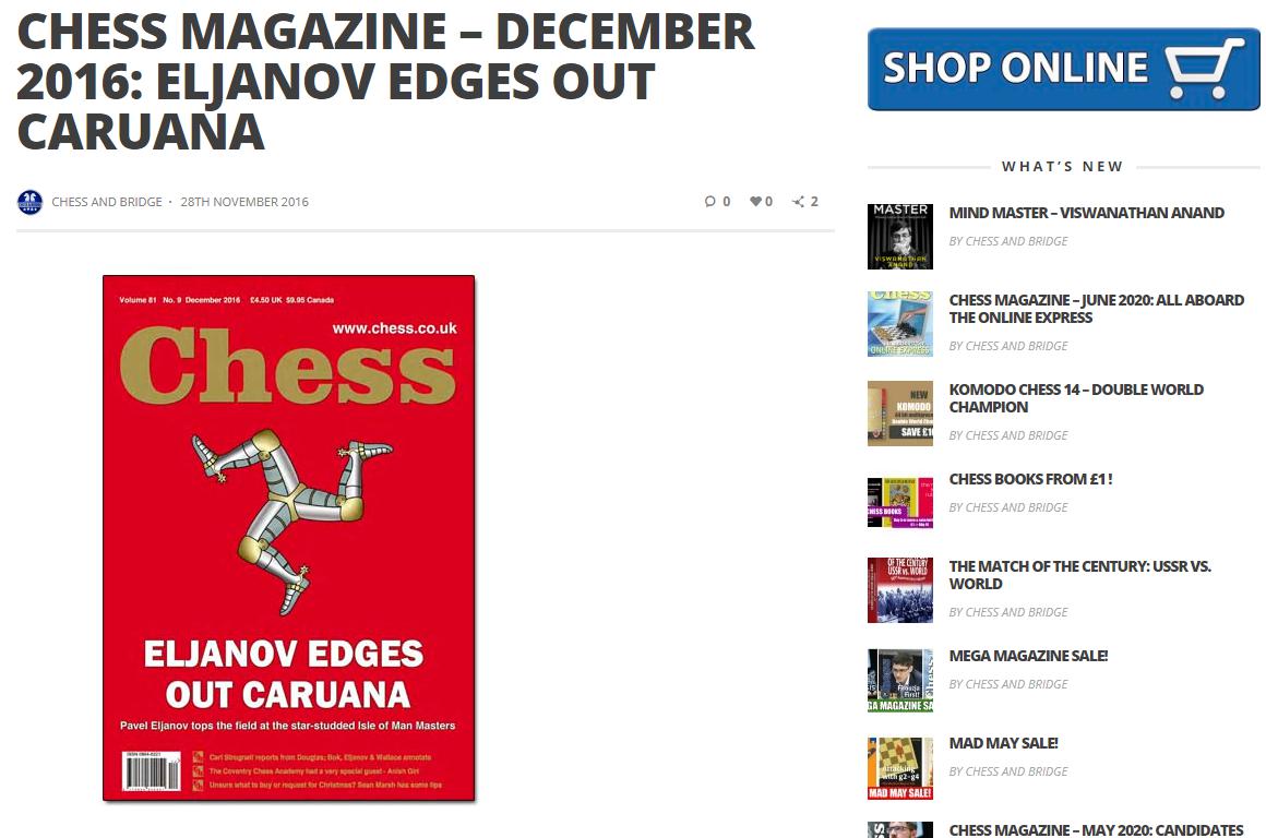 Photo of CHESS Magazine - December 2016: Eljanov Edges Out Caruana