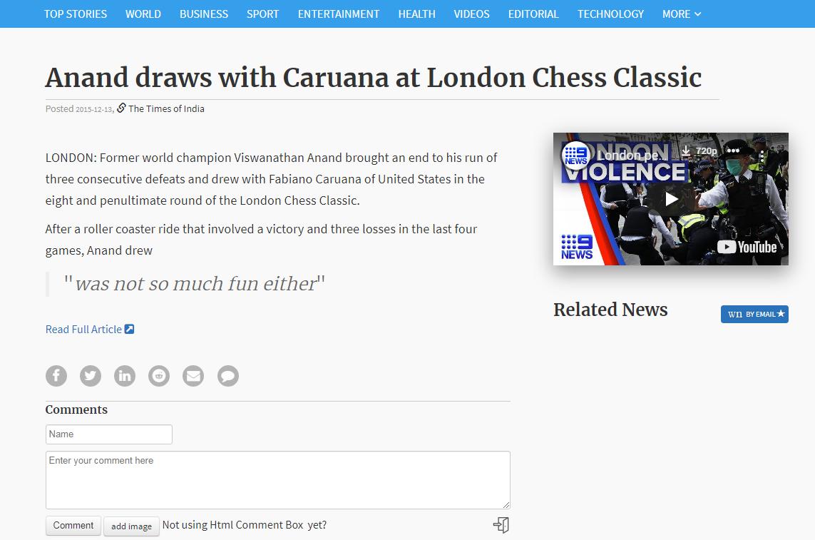 Photo of Anand draws with Caruana at London Chess Classic