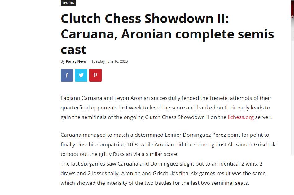 Photo of Clutch Chess Showdown II: <b>Caruana</b>, Aronian complete semis cast