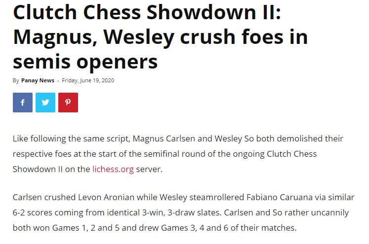 Photo of Clutch Chess Showdown II: Magnus, Wesley crush foes in semis openers