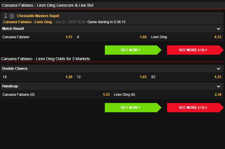 Photo of <b>Caruana</b> Fabiano - Liren Ding Livescore & Live Bet | Chess