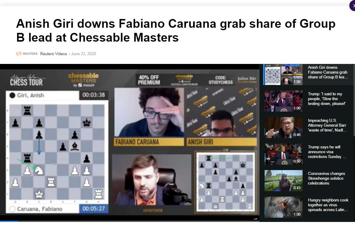 Photo of Anish Giri downs Fabiano Caruana grab share of Group B lead at Chessable Masters