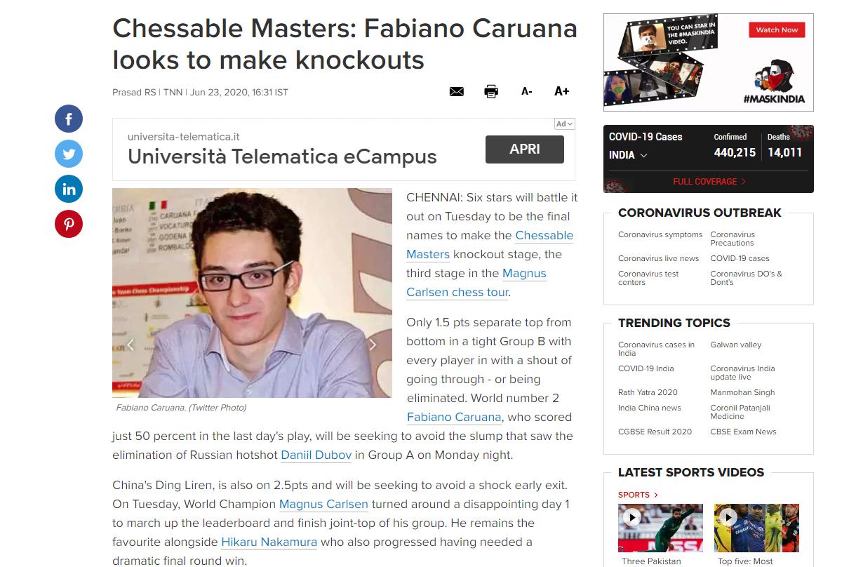 Photo of Chessable Masters: Fabiano <b>Caruana</b> looks to make knockouts
