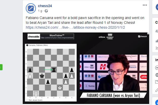 Photo of Fabiano <b>Caruana</b> went for a bold pawn sacrifice...