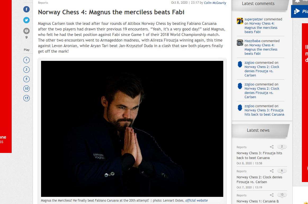 Photo of Norway Chess 4: Magnus the merciless beats Fabi