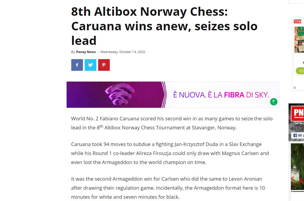 Photo of 8th Altibox Norway Chess: <b>Caruana</b> wins anew, seizes solo lead